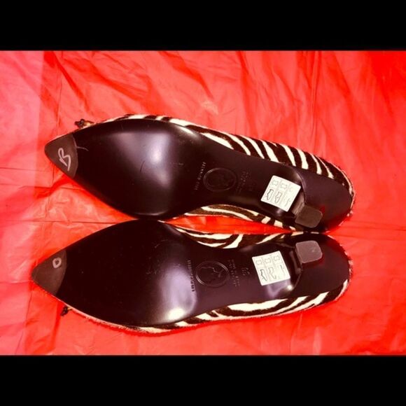LULU GUINNESS SHOES PONY HAIR ZEBRA KITTENHEEL 5.5 - Picture 9 of 10